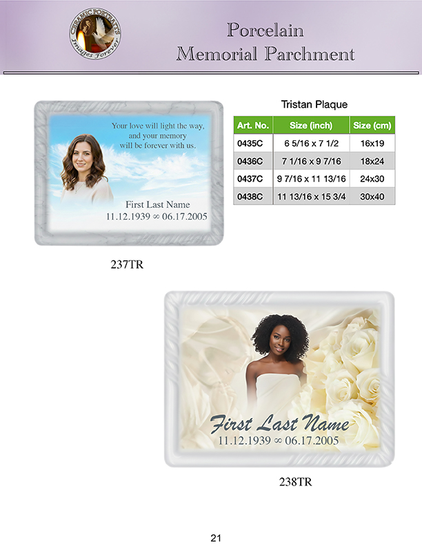 Porcelain Memorial Parchment Tristan